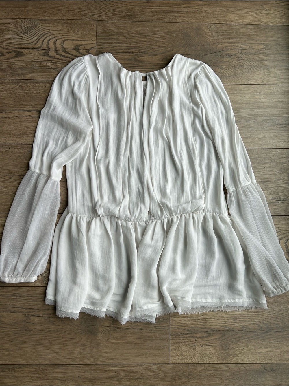 Free People White Peasant Blouse - Lightweight Long Sleeve Top - Picture 6 of 7